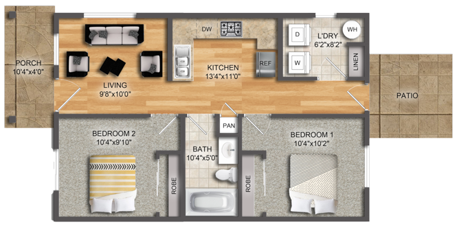 2 Bedroom Floorplan